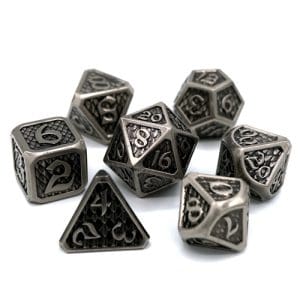 7pc RPG Dice Set: Drakona Eldric Argentum