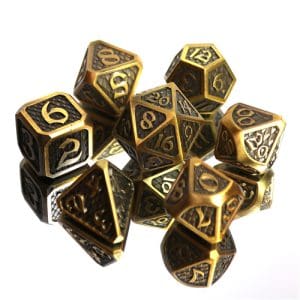 7pc RPG Dice Set: Drakona Eldric Electrum