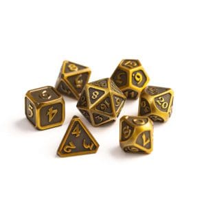 7pc RPG Dice Set: Mythica Battleworn Gold