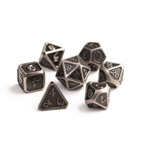 7pc RPG Dice Set: Mythica Battleworn Silver