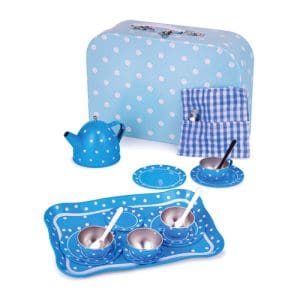 Blue Polka Dot Tin Tea Set