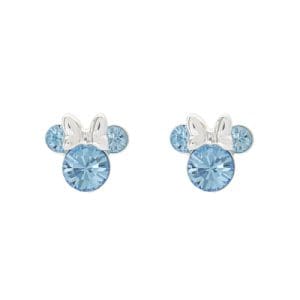 Disney Minnie Mouse Blue March Birthstone sterling silver Crystal Earrings