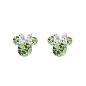 Disney Minnie Mouse Green August Birthstone sterling silver Crystal Earrings