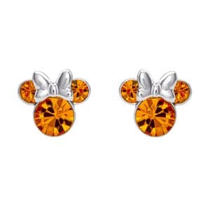 Disney Minnie Mouse Orange November Birthstone sterling silver Crystal Earrings