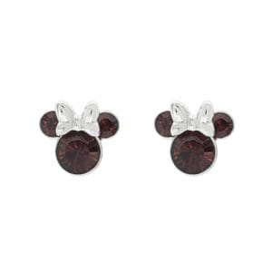 Disney Minnie Mouse Red January Birthstone sterling silver Crystal Earrings