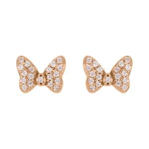 Disney Minnie Mouse Rose gold plated Sterling Silver CZ Stone set Bow Stud Earrings