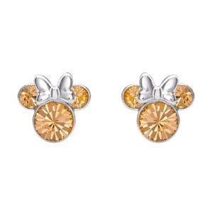 Disney Minnie Mouse Yellow June Birthstone sterling silver Crystal Earrings