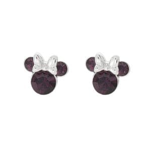 Disney Minnie Silver Plated February Birthstone Stud Earrings