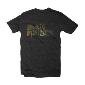 Iron Maiden Eddies Logo Amplified Vintage Charcoal Medium T Shirt