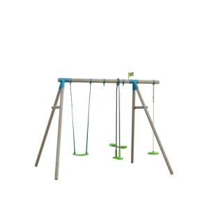 Knightswood Triple Swing Set with Glider, Button, Swing Seat