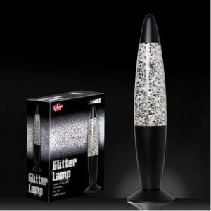 Lumez 13 Inch Metallic Black Base Silver Glitter Clear Water