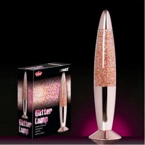 Lumez 13 Inch Rose Gold Plating Base Pink Gold Glitter Clear Water Lamp