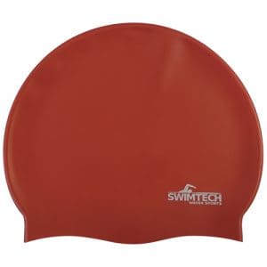 SwimTech Silicone Swim Cap: Red