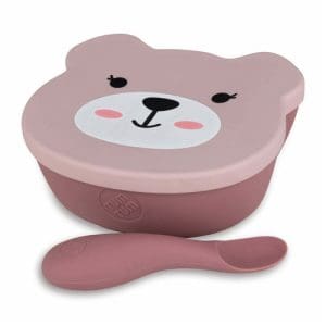 Tum Tum Silicone Weaning Bowl & Spoon Set - Betsy Bear - Pink