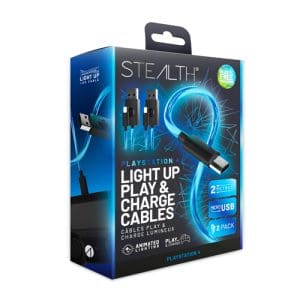 Stealth Light Up Charging Cables for PS4 – 2m Twin Pack