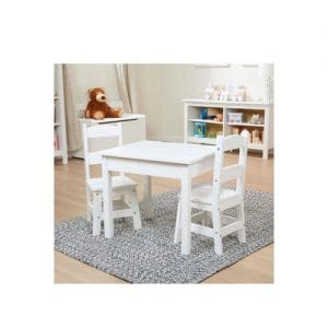 Wooden Table & Chairs Set - White