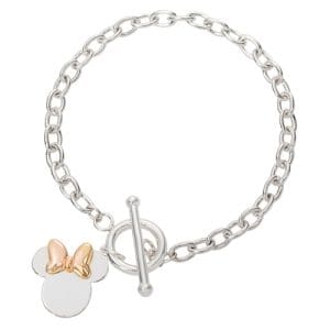 Disney Minnie Two Tone Sterling Silver Toggle Bracelet