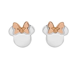 Disney Minnie Mouse Two Tone Rose Gold Sterling Silver Stud Earrings