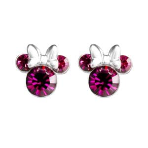 Disney Minnie Mouse Purple Birthstone Sterling Silver Crystal Earrings