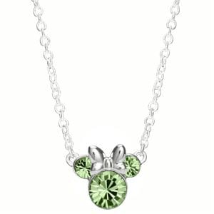 Disney Minnie Mouse Sterling Silver August Birthstone Crystal Necklace