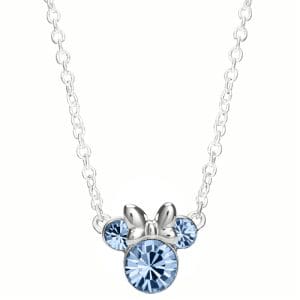 Disney Minnie Mouse Sterling Silver December Birthstone Crystal Necklace