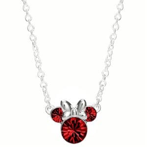 Disney Minnie Mouse Sterling Silver July Birthstone Crystal Necklace