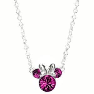 Disney Minnie Mouse Purple Sterling Silver Crystal Necklace