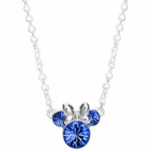 Disney Minnie Mouse Sterling Silver September Birthstone Crystal Necklace