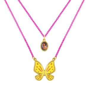 Disney Encanto Pink And Yellow Mirabel And Butterfly Double Layered Necklace