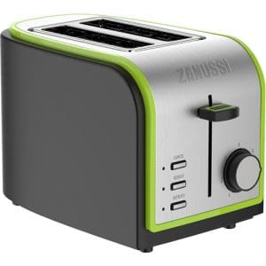 Zanussi Stainless Steel 2 Slice Toaster green edging