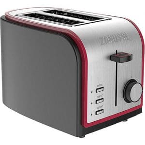 Zanussi Stainless Steel 2 Slice Toaster red edging