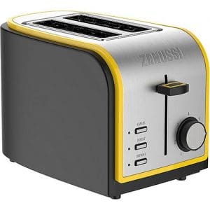 Zanussi Stainless Steel 2 Slice Toaster yellow edging